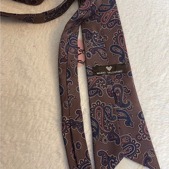 Mario Valentino Brown and Blue Paisley Tie - Picture 4 of 5